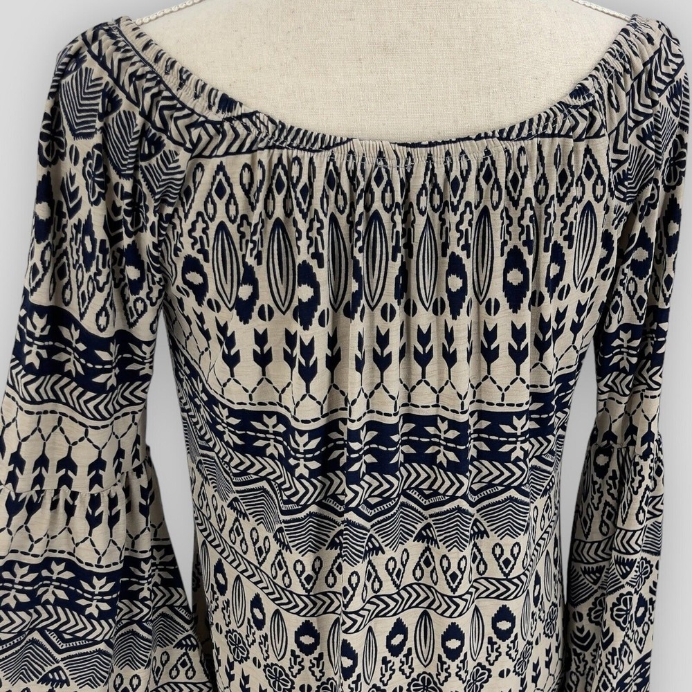 R Rouge Dress Womens Long Bell Sleeve Bohemian Printed Off The Shoulder Casual S - Picture 6 of 9